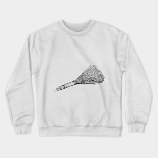 Broom. Black and white linear image. Crewneck Sweatshirt